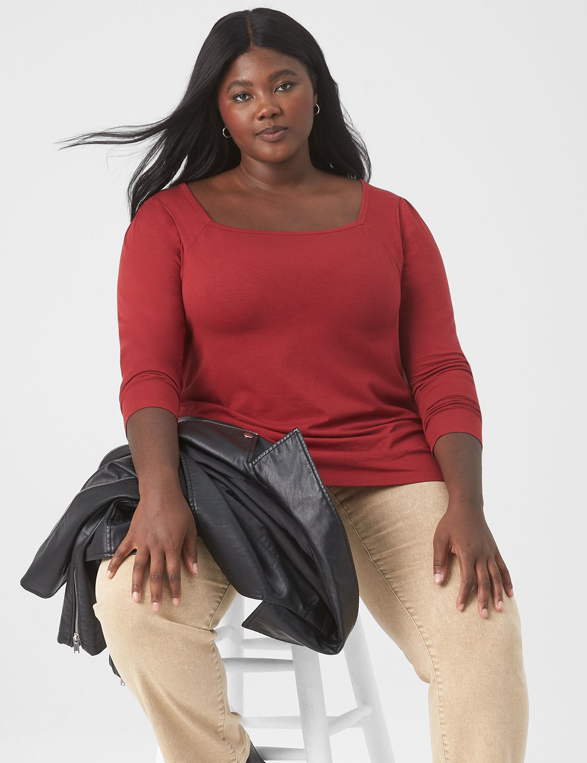 Classic Long Sleeve Square Neck Tee Product Image 1