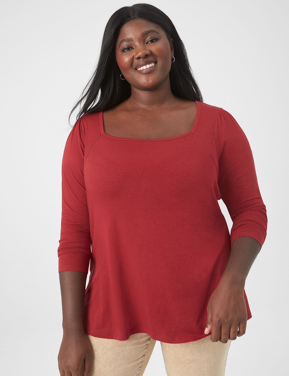Classic Long Sleeve Square Neck Tee Product Image 3