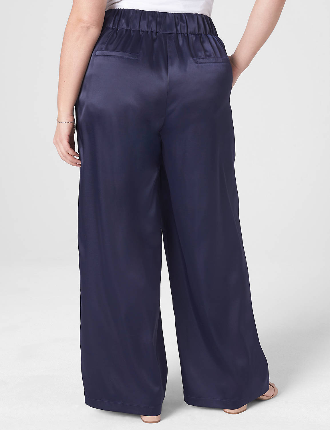 Satin High-Rise Pull-On Wide Leg Pant
