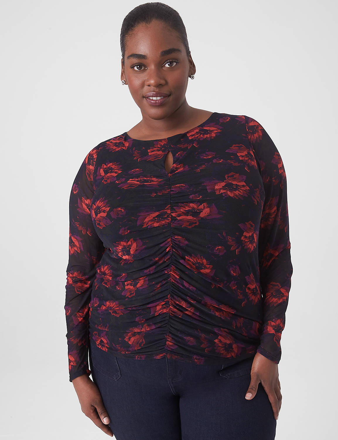 Fitted Long Sleeve Crew Neck Rouche Product Image 1