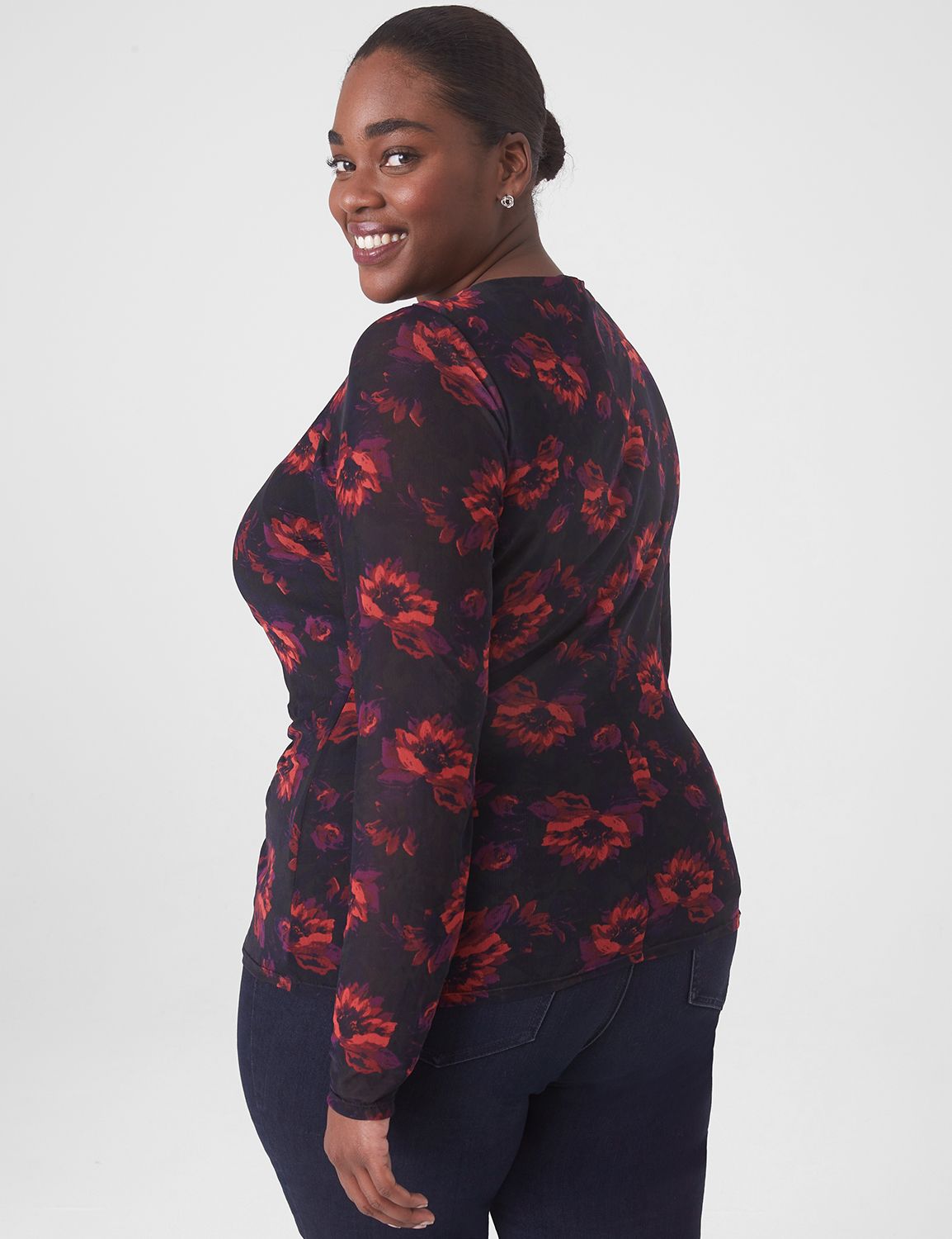 Fitted Long Sleeve Crew Neck Rouche Product Image 2