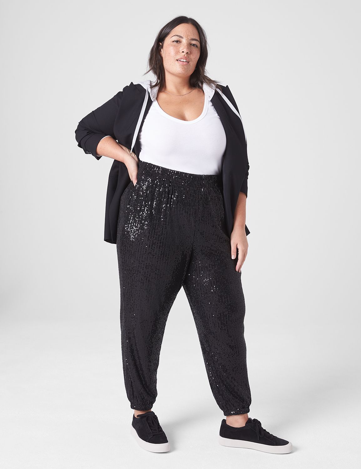 Designer Joggers With Sequins, Sequin Joggers Black