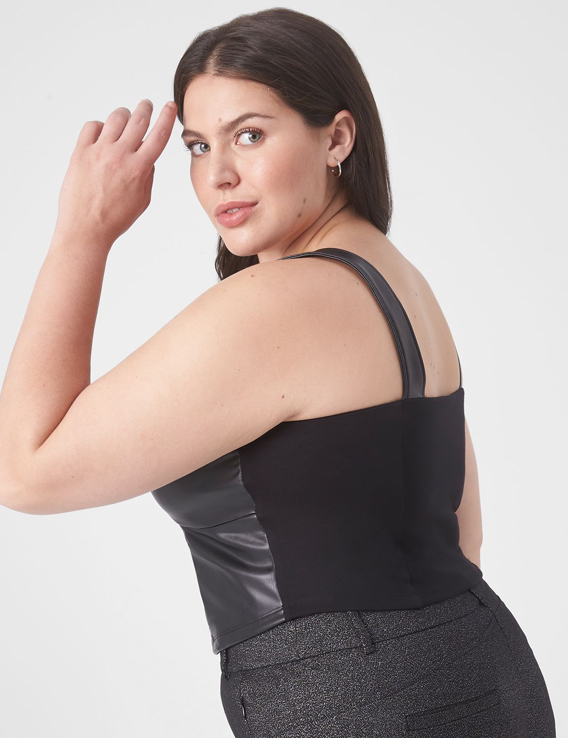 Plus Size Faux Leather Bustier Top