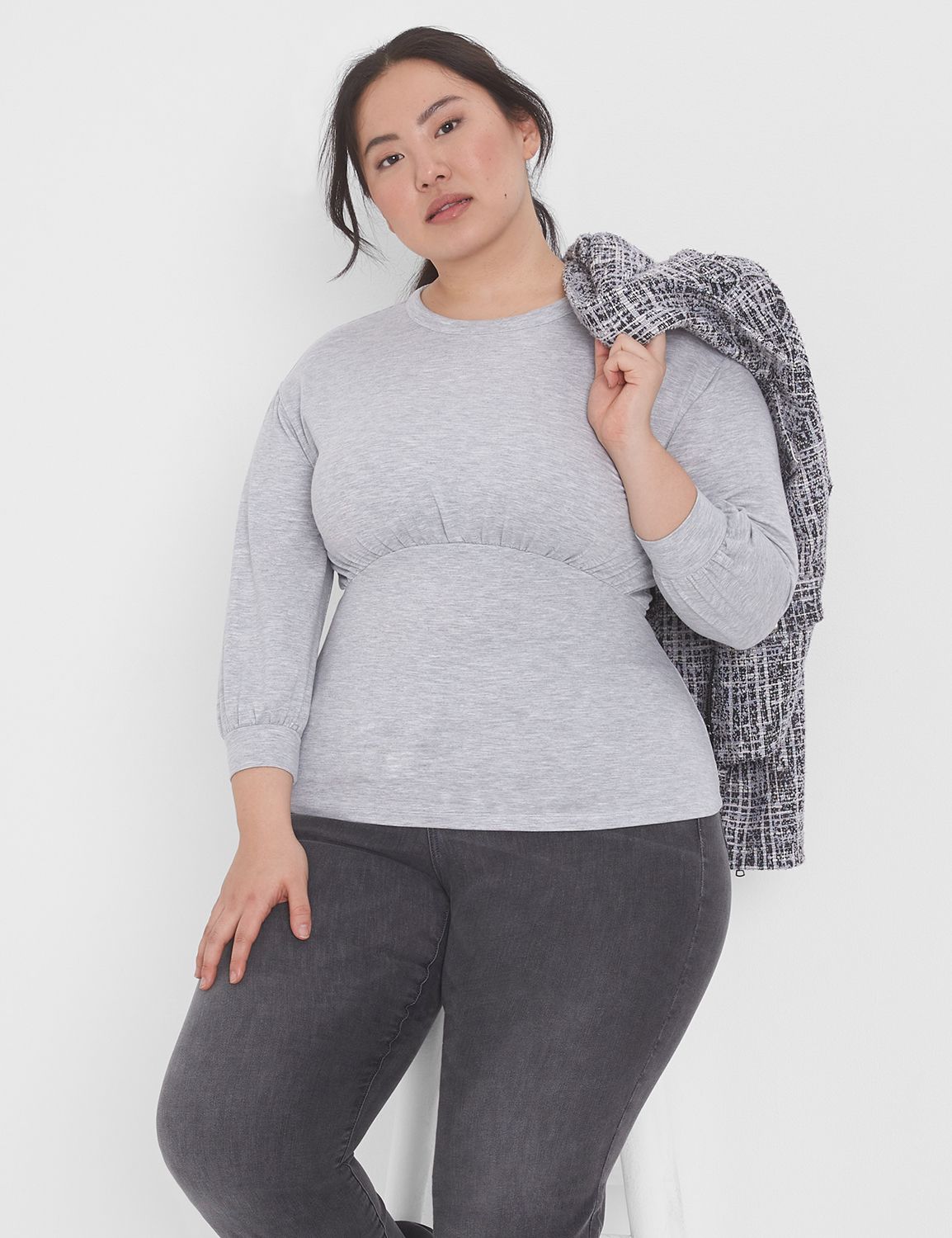 Relaxed Crew Neck Waist Panel Sweat | LaneBryant
