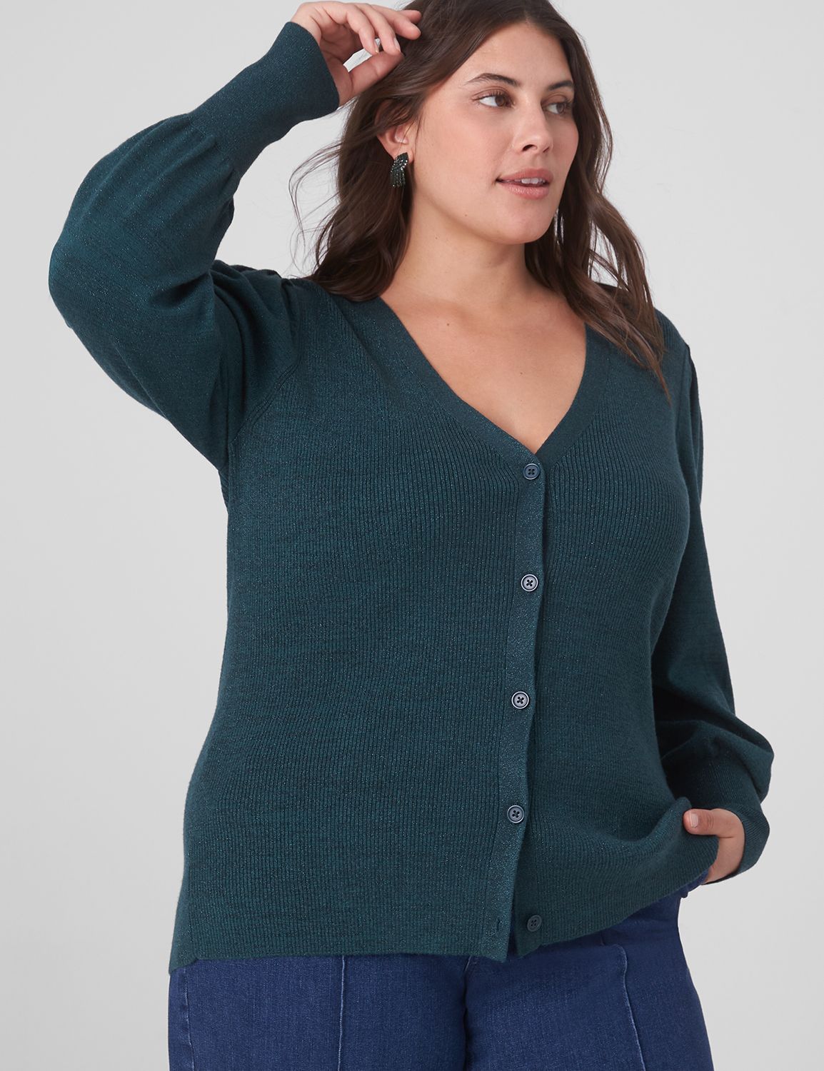 Chic Flounce-Sleeve Fitted Cardigan with Button Front main image 0