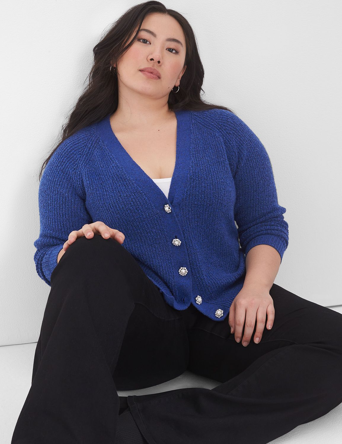 Crochet Short Sleeve Button Front Cardigan