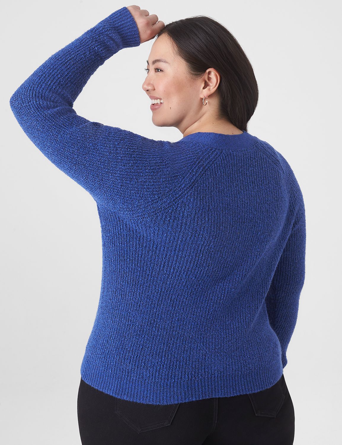 Textured Button-Front Cardigan with 3/4 Sleeves