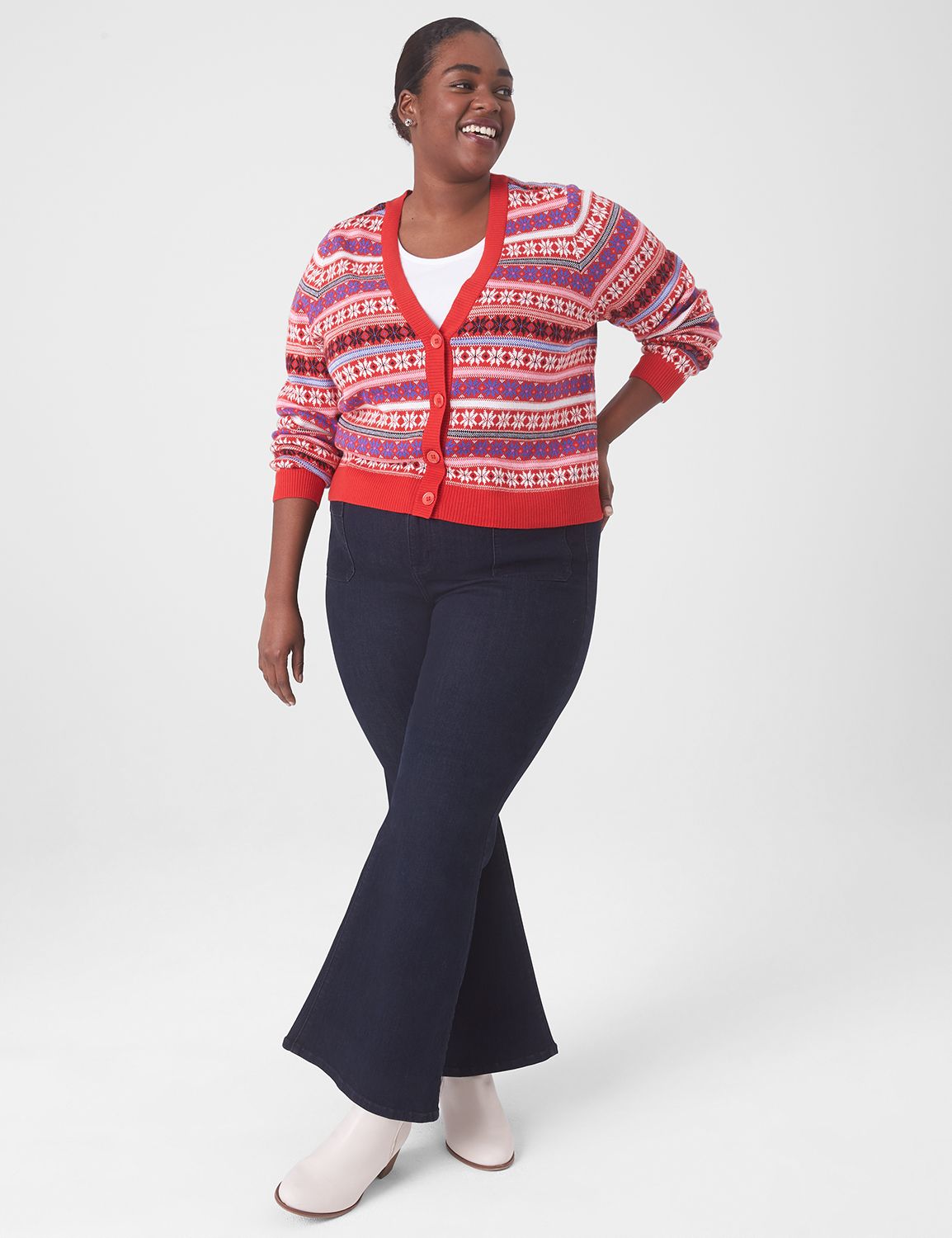 Classic Button-Front Fair Isle Cardigan | LaneBryant