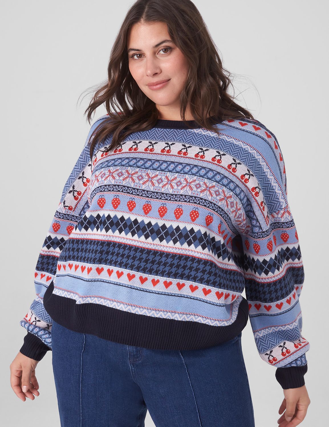 JACQUARD NECK ALMOND MILK REGULAR FIT