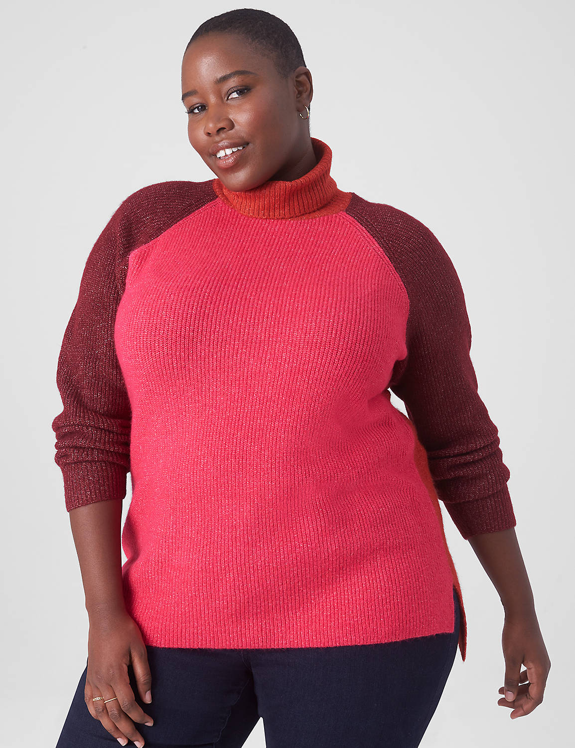 Classic Turtleneck Colorblock Sweater | LaneBryant