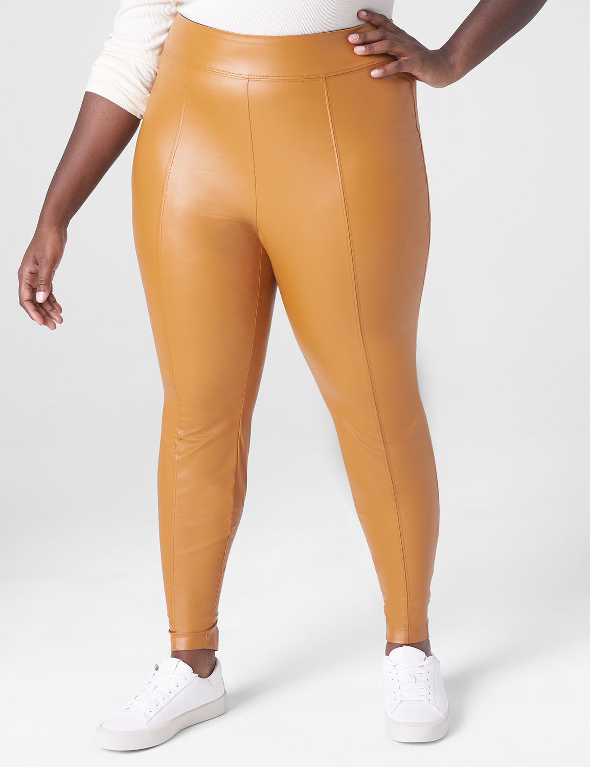 Women's Faux Leather Legging in Beige