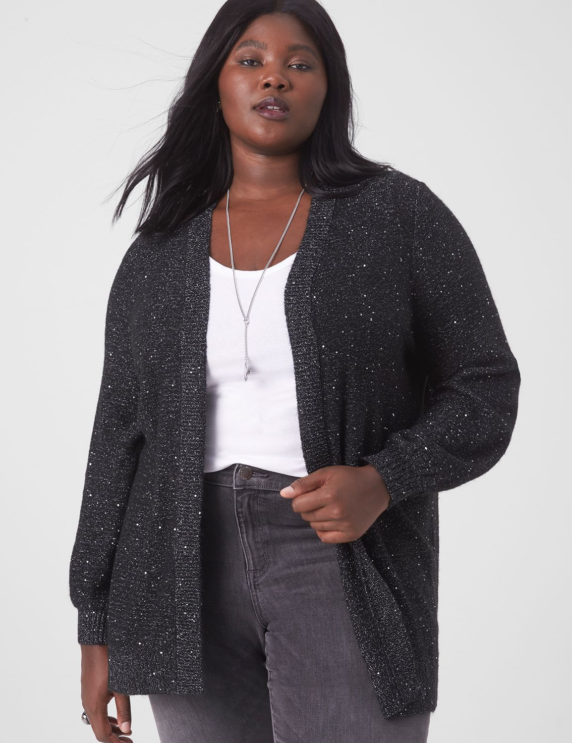 Plus size 2025 sequin cardigan long