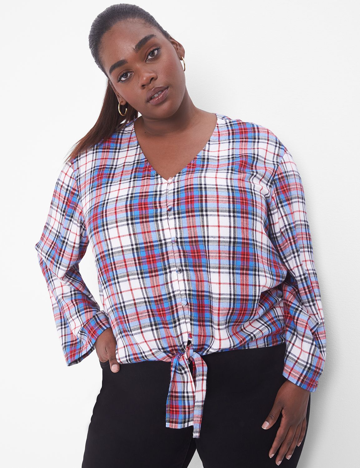 plus size plaid button down shirt