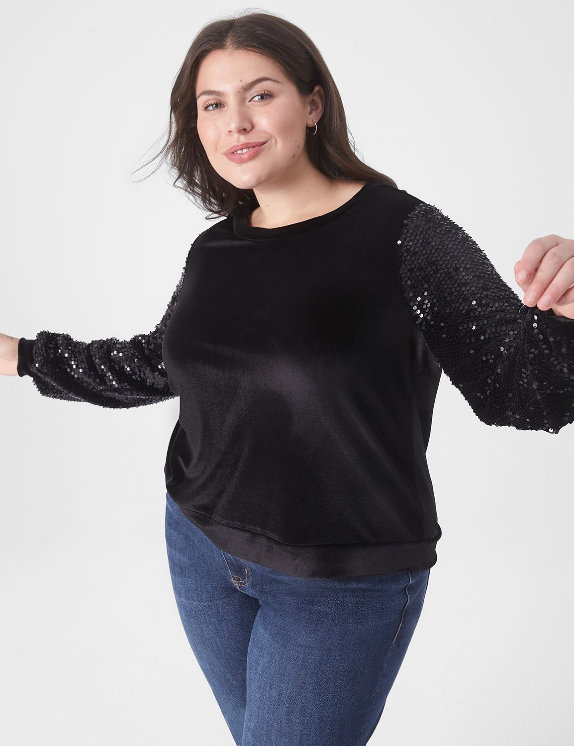 Sequin sleeve clearance sweatshirt