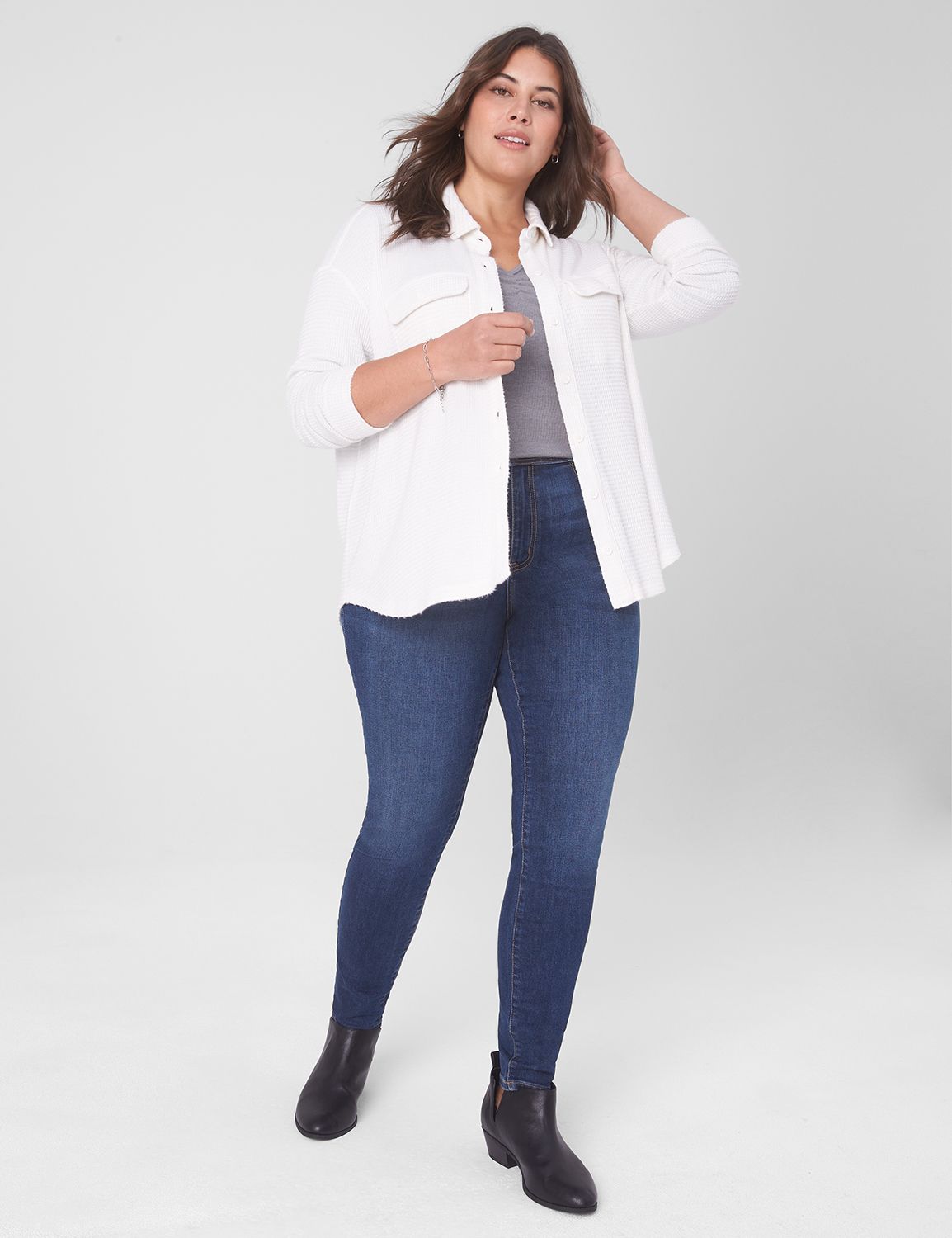LIGHTWEIGHT COLLARED BUTTON DOWN LONG SLEEVE TOP main image 0