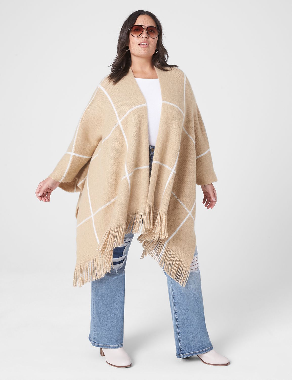 Window Pane Open Front Poncho