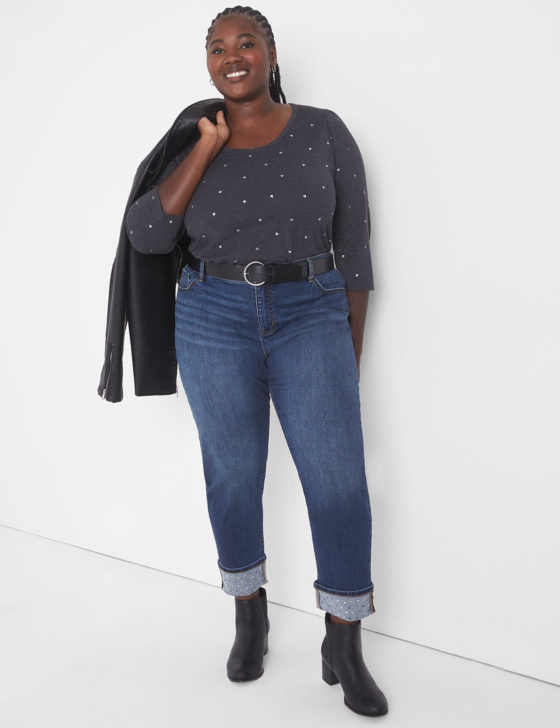 Plus Size Blue Embellished Mom Jeans