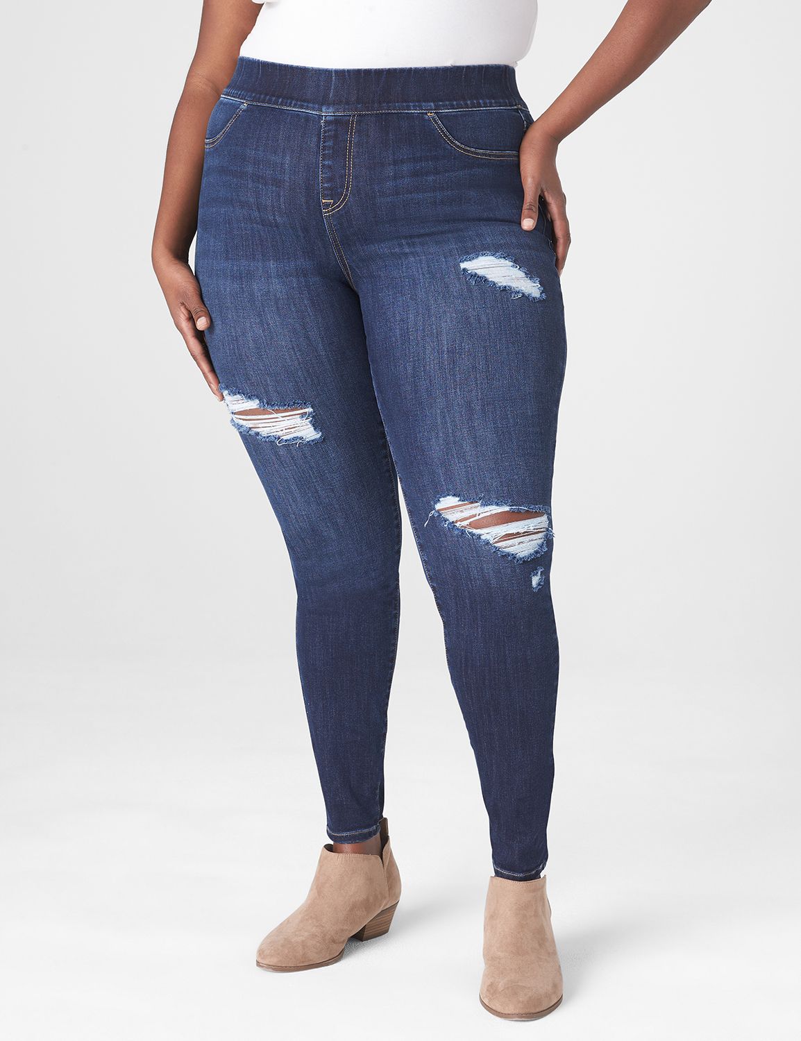 Plus Size Blue Denim Jeggings High Rise, You + All