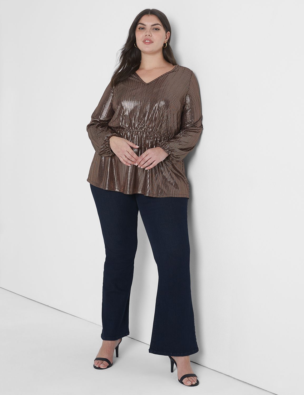 Classic Long Blouson Sleeve V-Neck Product Image 1