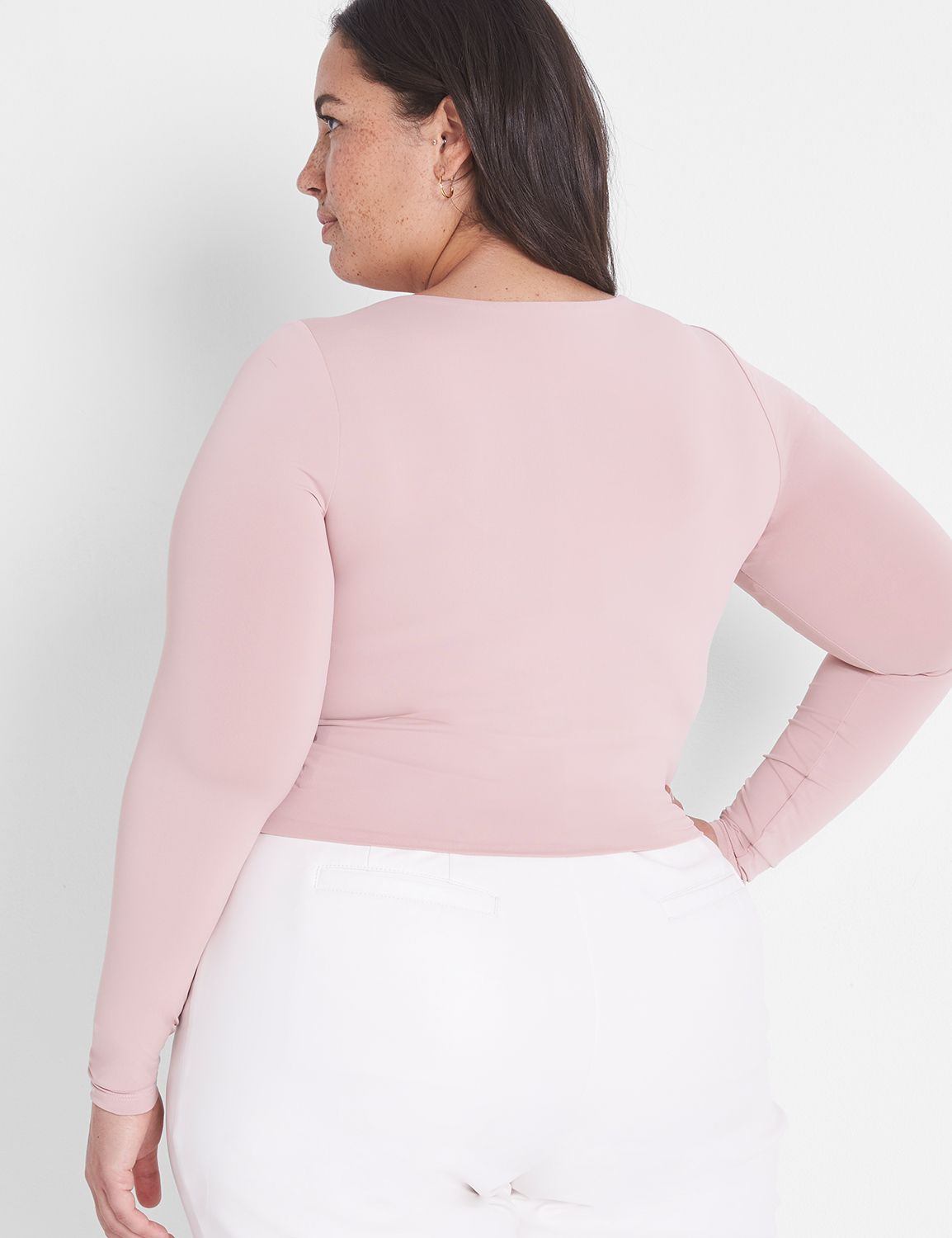 Fitted Long Sleeve Scoop Neck Short Product Image 2