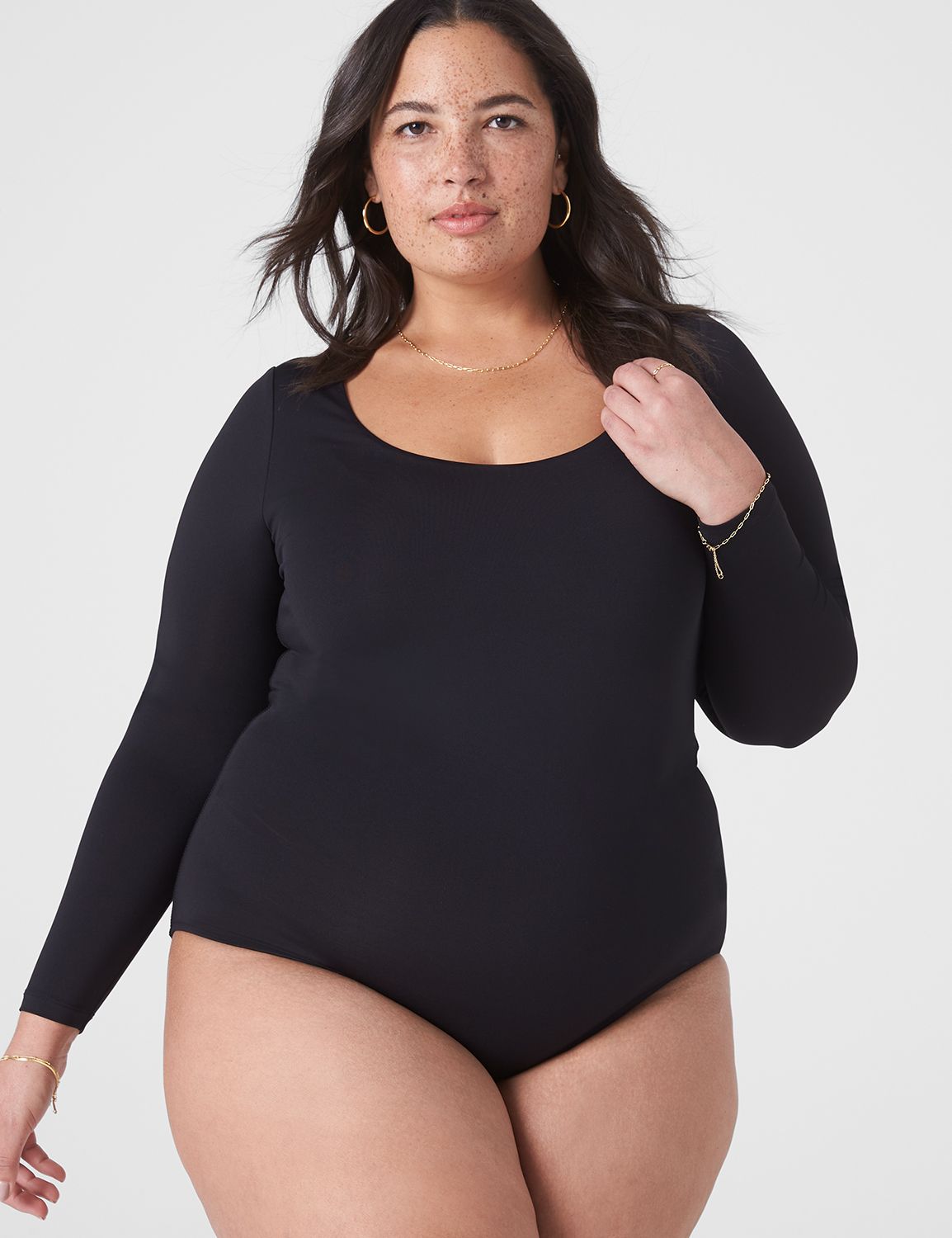 Women's Sexy Deep V Neck Long Sleeve Bodysuit Body Shaper with