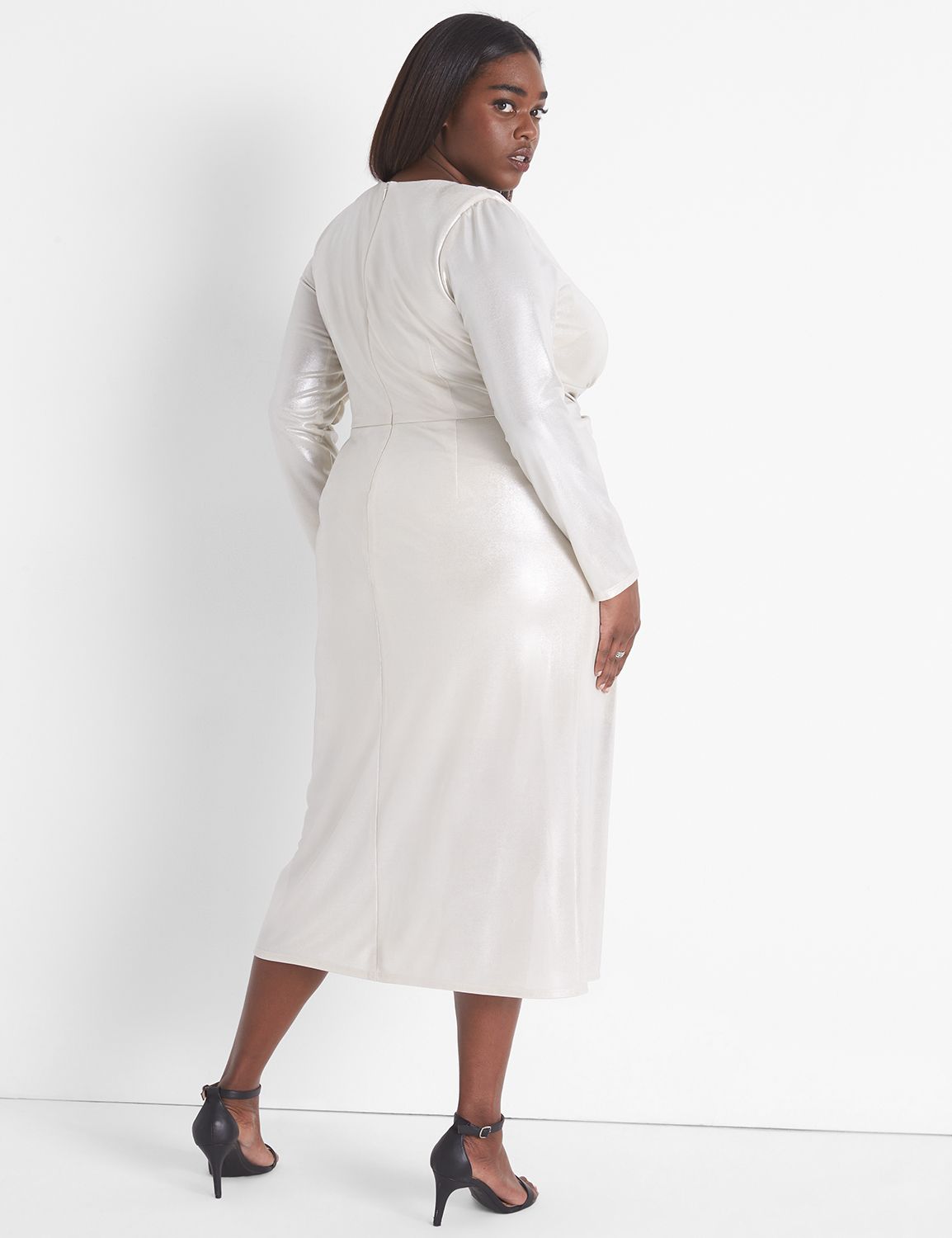 Printed V-Neck Tie Waist Midi Dress