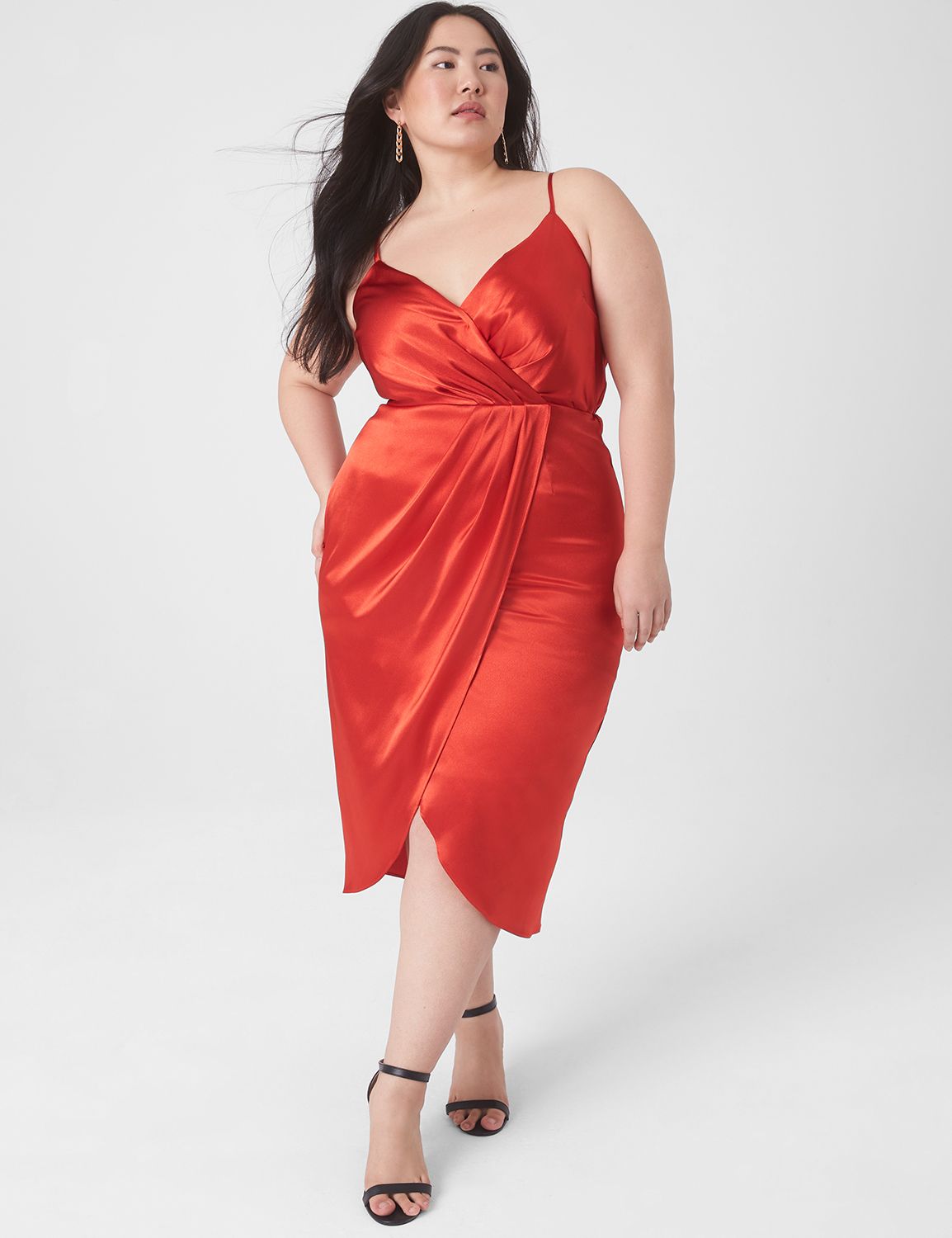 Sleeveless Sweetheart-Neck Satin Midi Dress