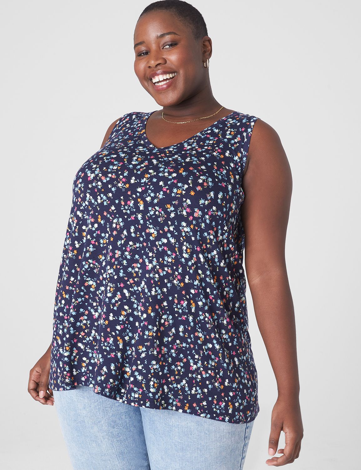 Sleeveless V Neck Swing Tank UPDATE | LaneBryant