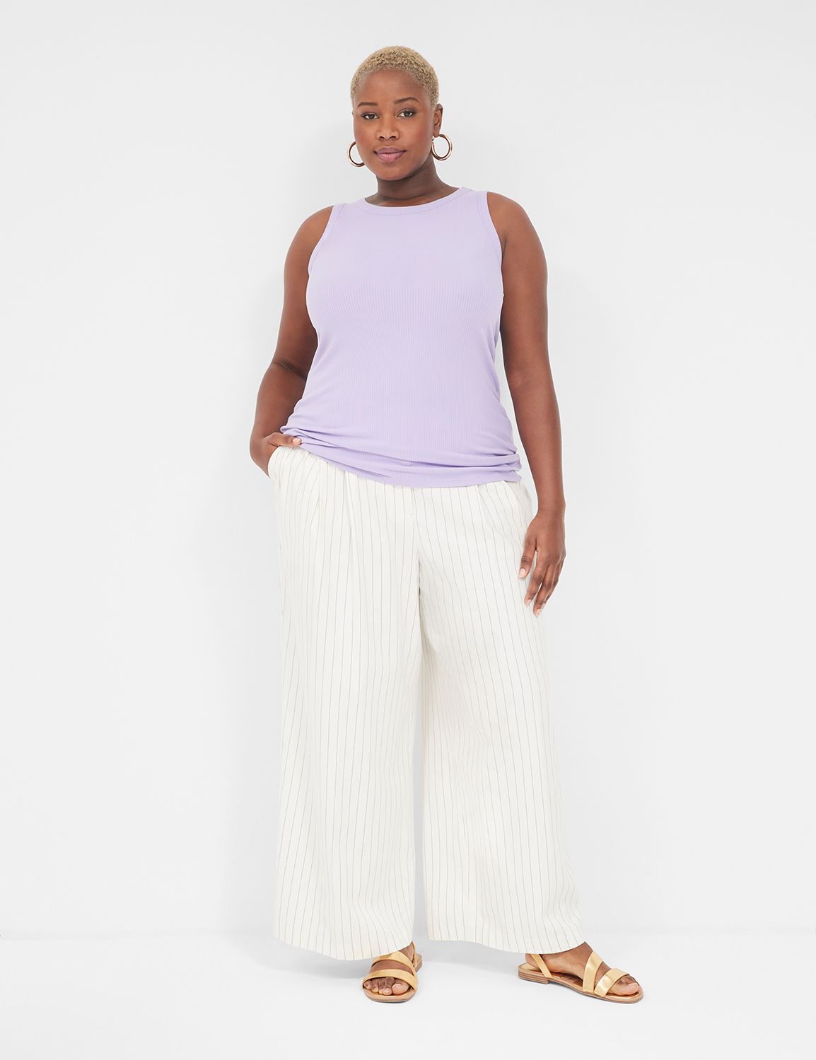 Sleeveless High Neck 3x2 Rib Tank S | LaneBryant