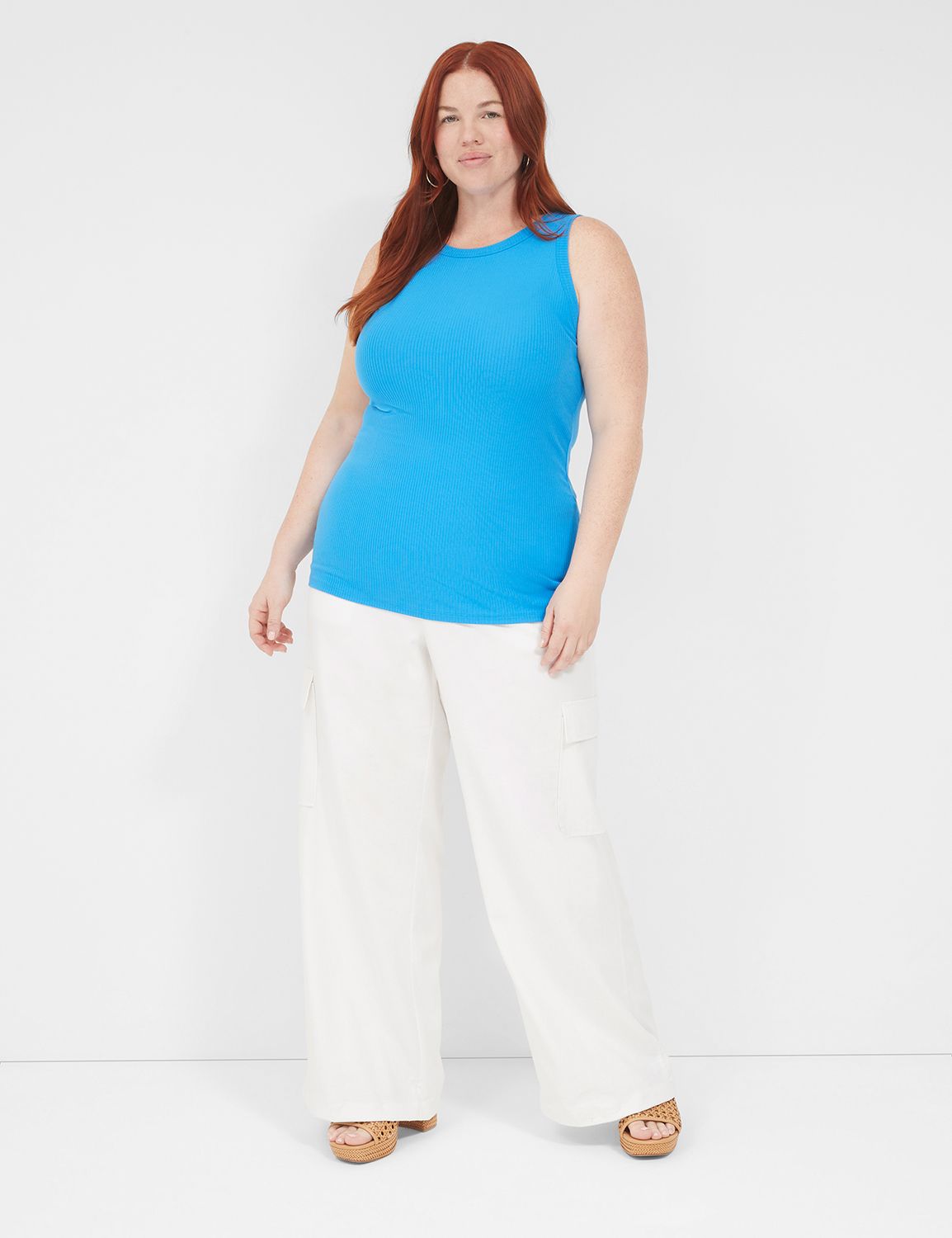 Sleeveless High Neck 3x2 Rib Tank S | LaneBryant