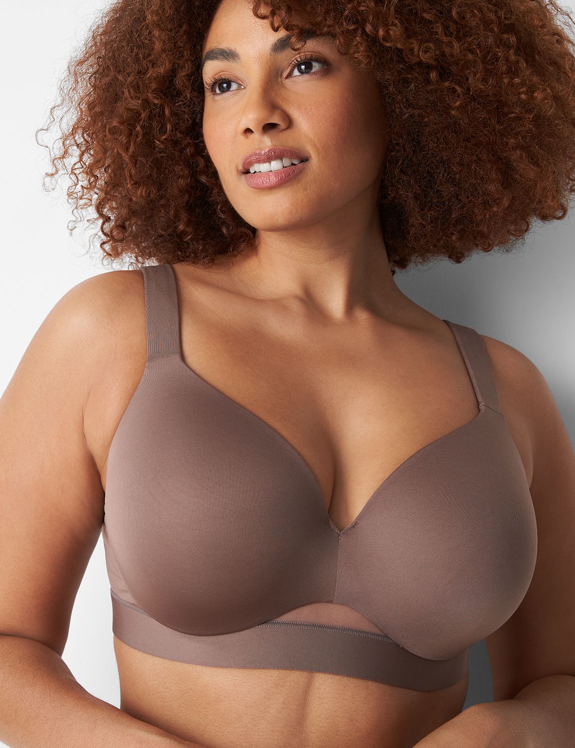38F Cacique Lane Bryant Cotton Smooth Boost Plunge Bra FALLING