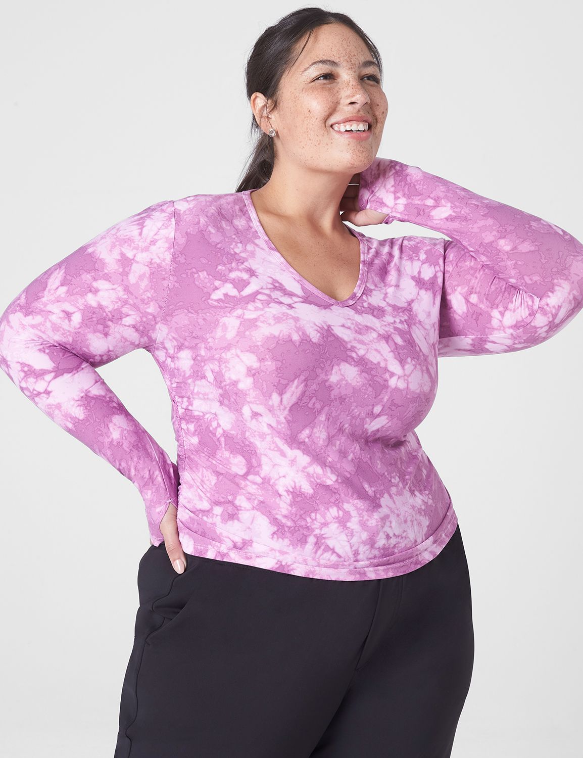 Long Sleeve Vneck Ruched Livi Soft Product Image 3