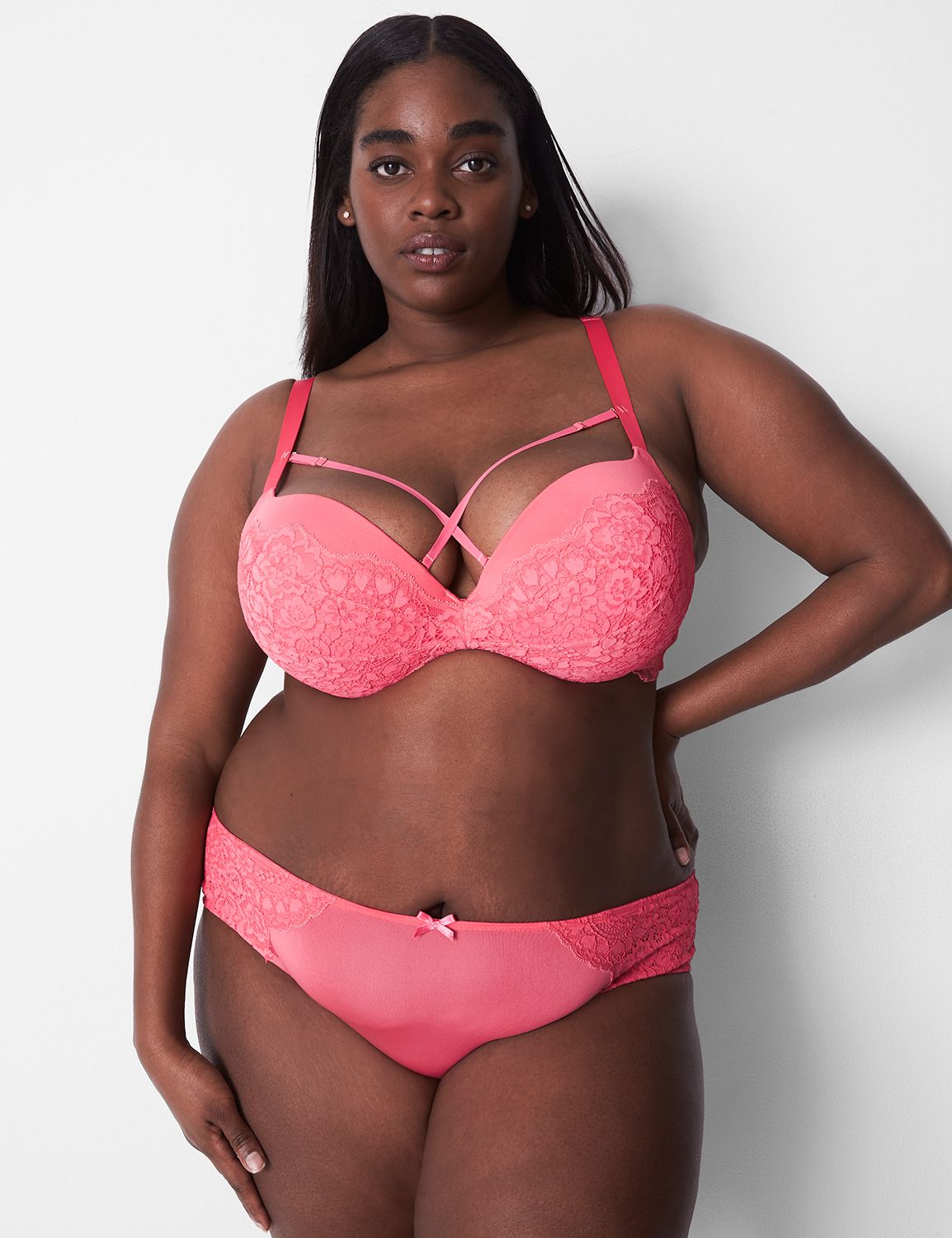 Lane Bryant, Did we mention ALL BRAS are just $35 or less this weekend?  Even this pretty-in-pink lace on our girl @chardlinechanel! Don't miss your  ch