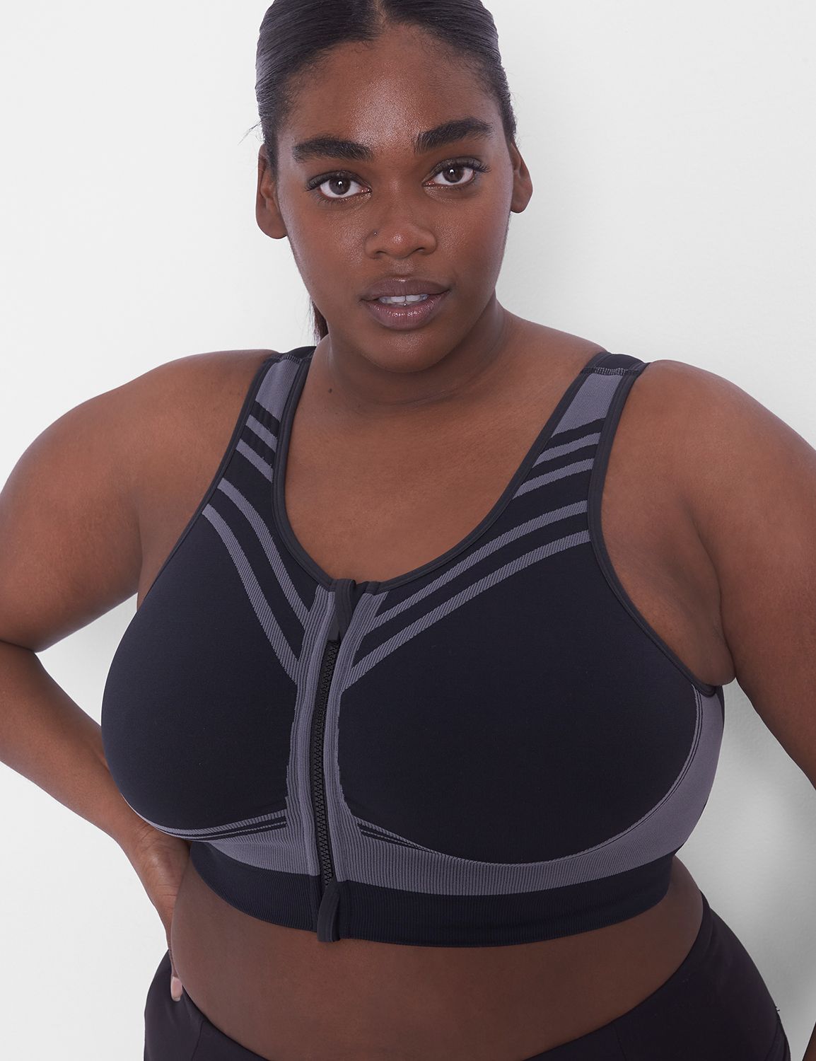 Buy Active Black Zip Front Sports Bra 40DD, Bras