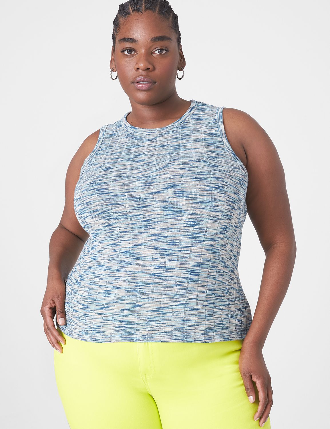 Fitted Crew Neck Spacedye Tank 1134