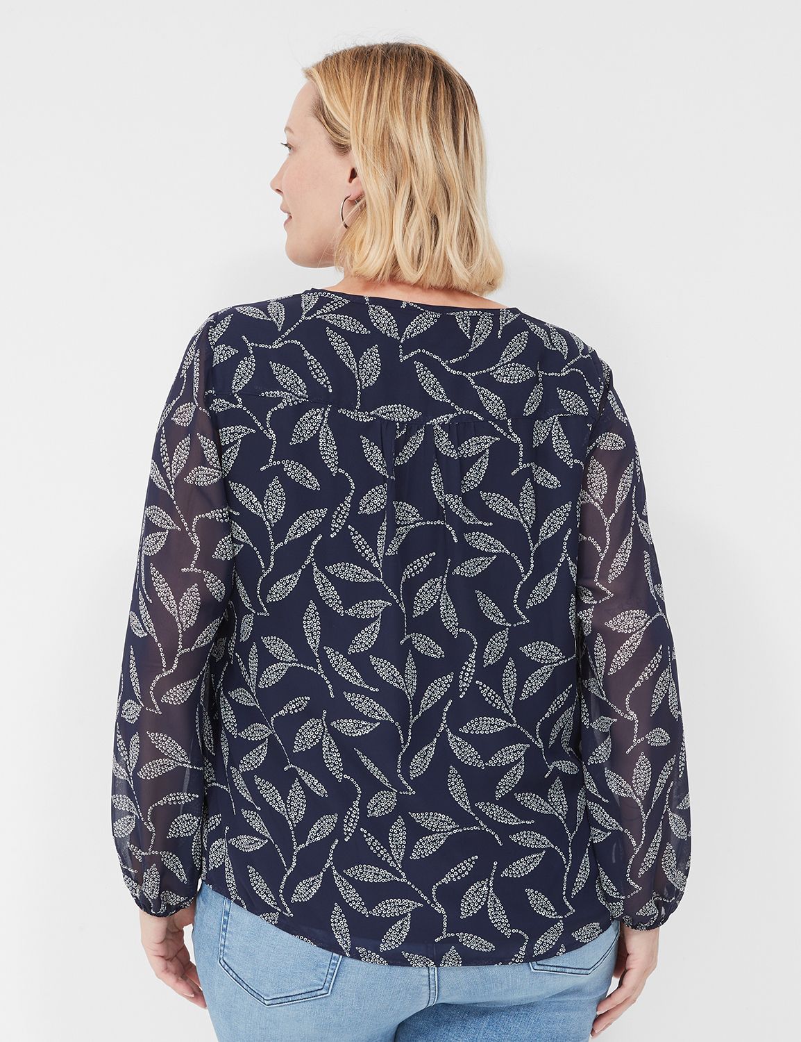 classic long sleeve pin-tuck crew n Product Image 2