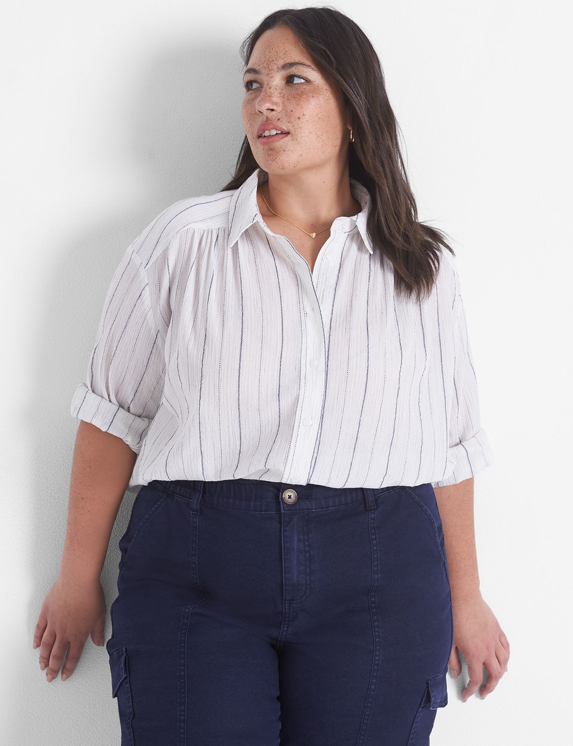 Relaxed Crop ButtonDown Shirt