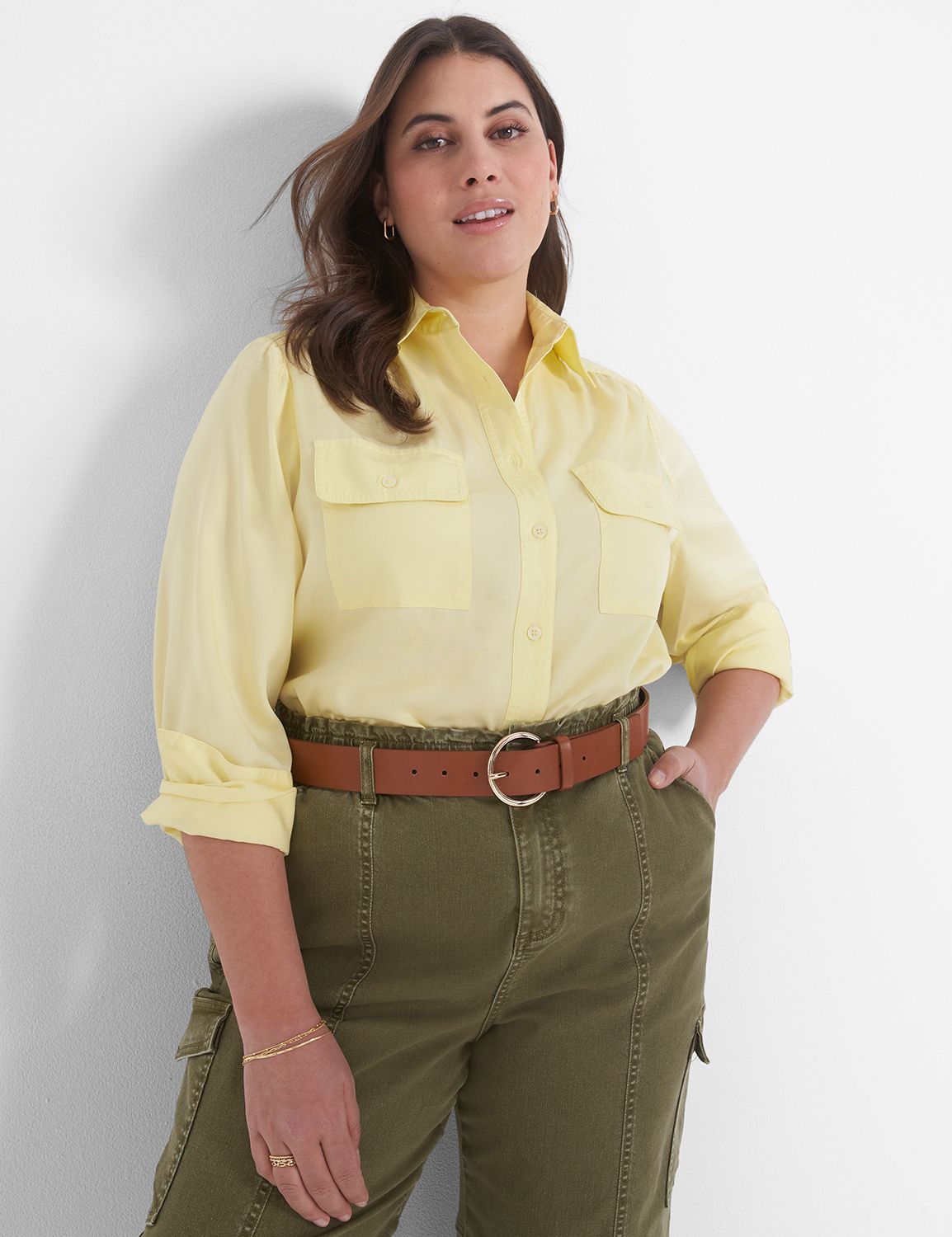 Button Up Long Sleeve Shirt with Breast Pockets main image 0