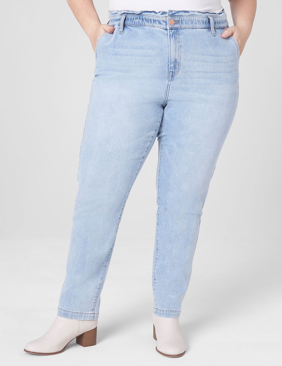 High-Rise Girlfriend Jean With Elastic Waistband