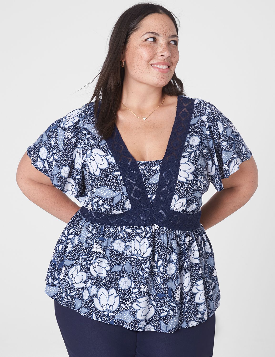 Classic Short Sleeve V Neck Trimmed Product Image 1