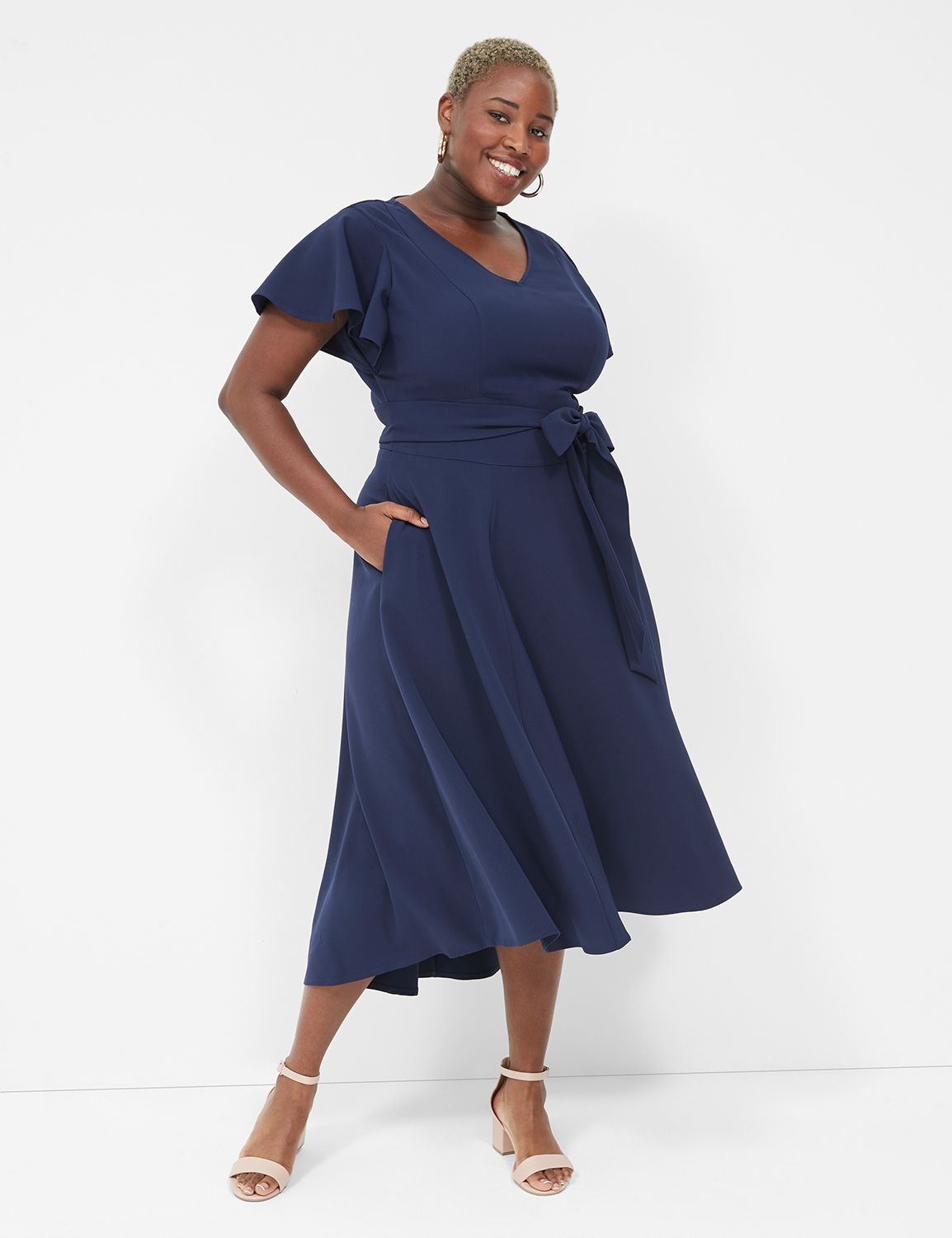 SS V NECK HI LOW MIDI LENA YR 113 LaneBryant