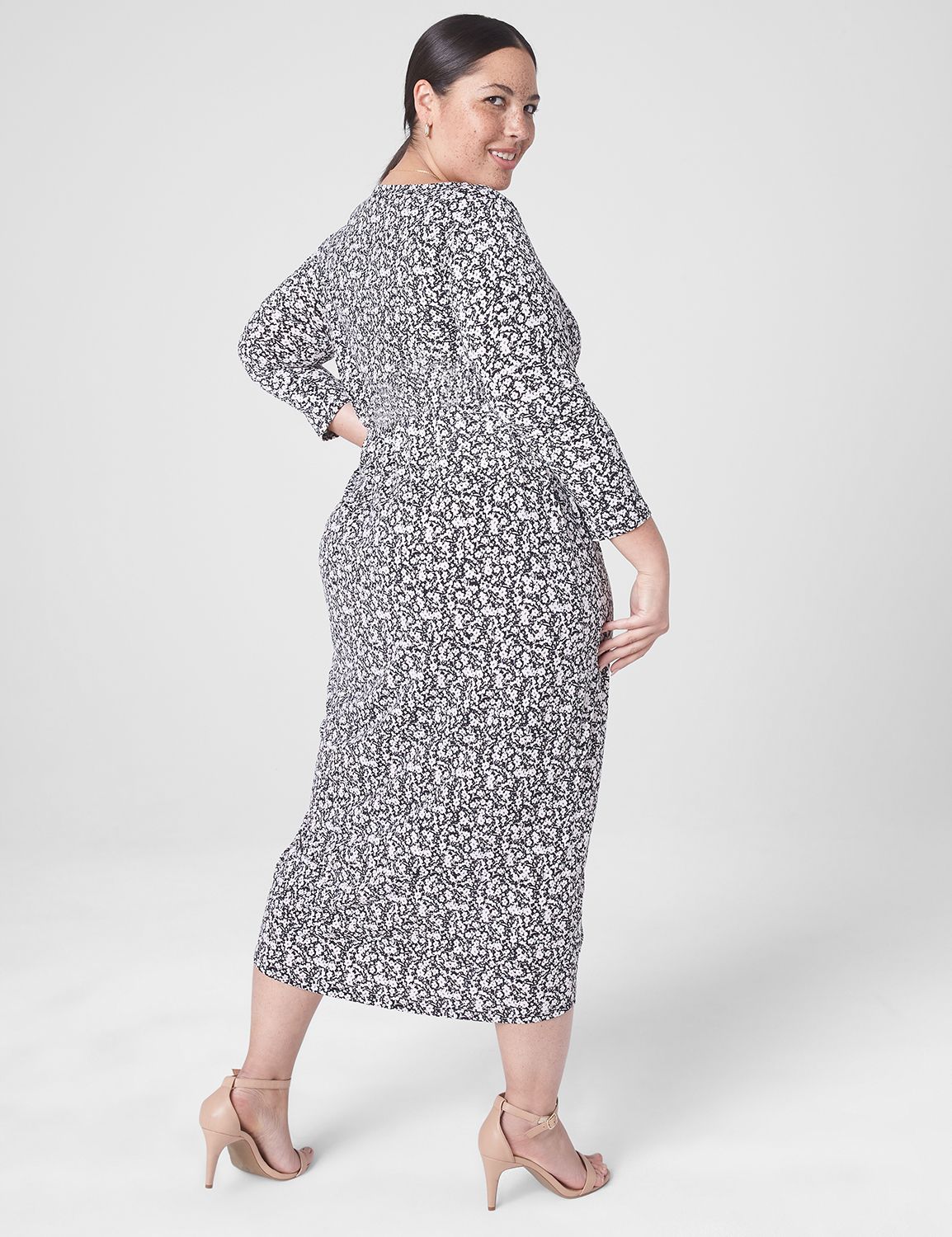 Long Knit Dress w/ Rouched Slit 113