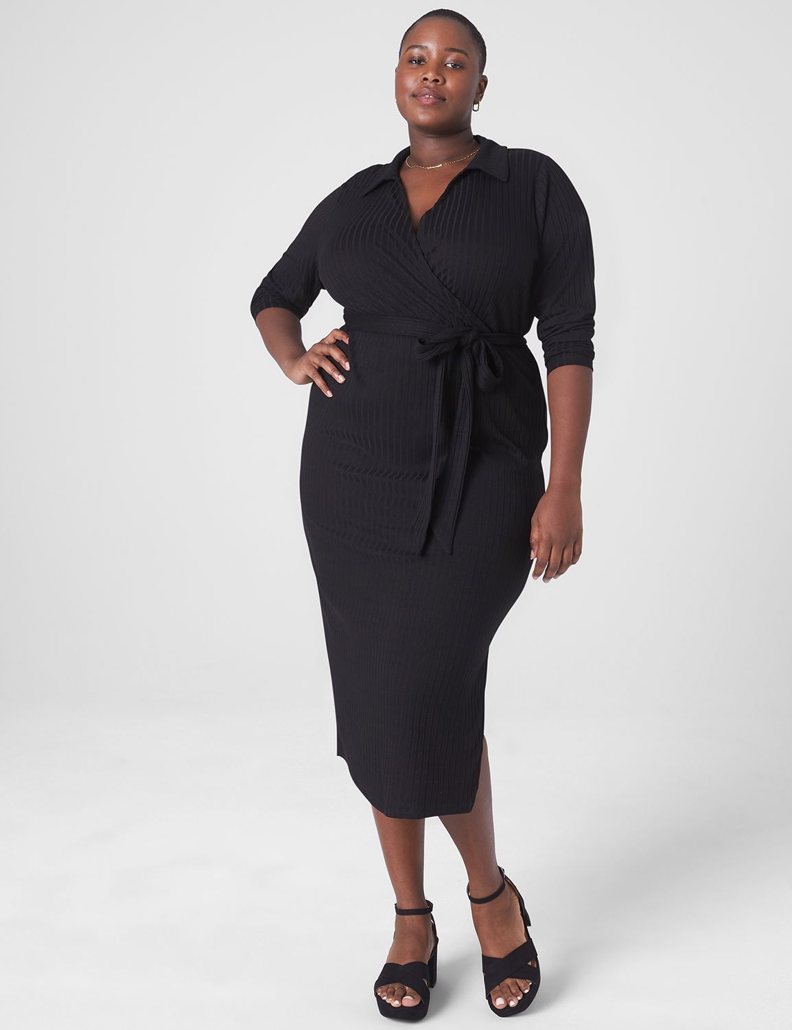 Rib Polo Wrap Midi Dress 1131853 LaneBryant