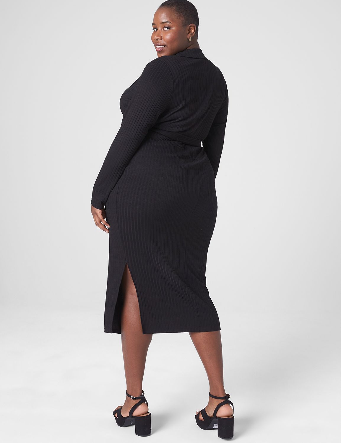 Rib Polo Wrap Midi Dress 1131853 Product Image 2