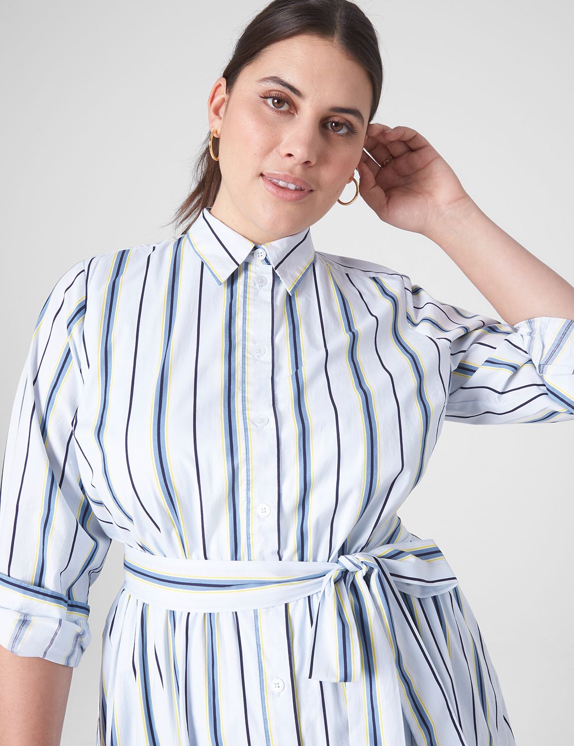 Long-Sleeve Striped Shirt Dress