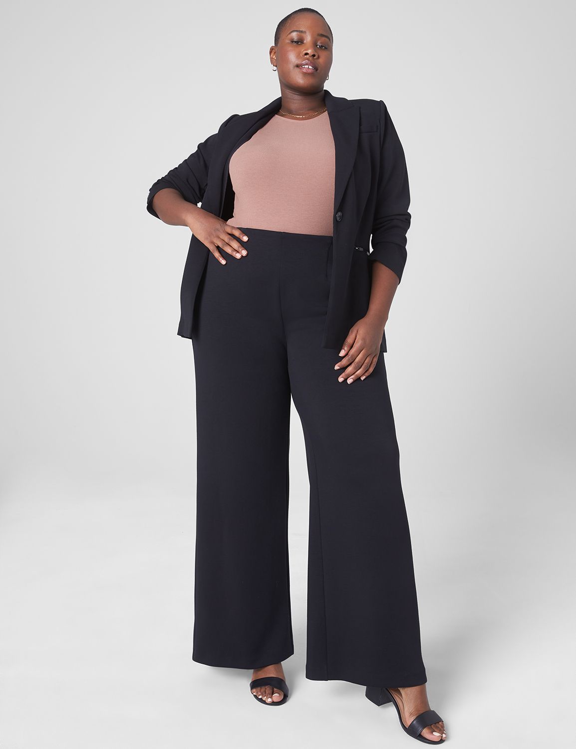 High Rise Wide Leg Knit Pant in Black