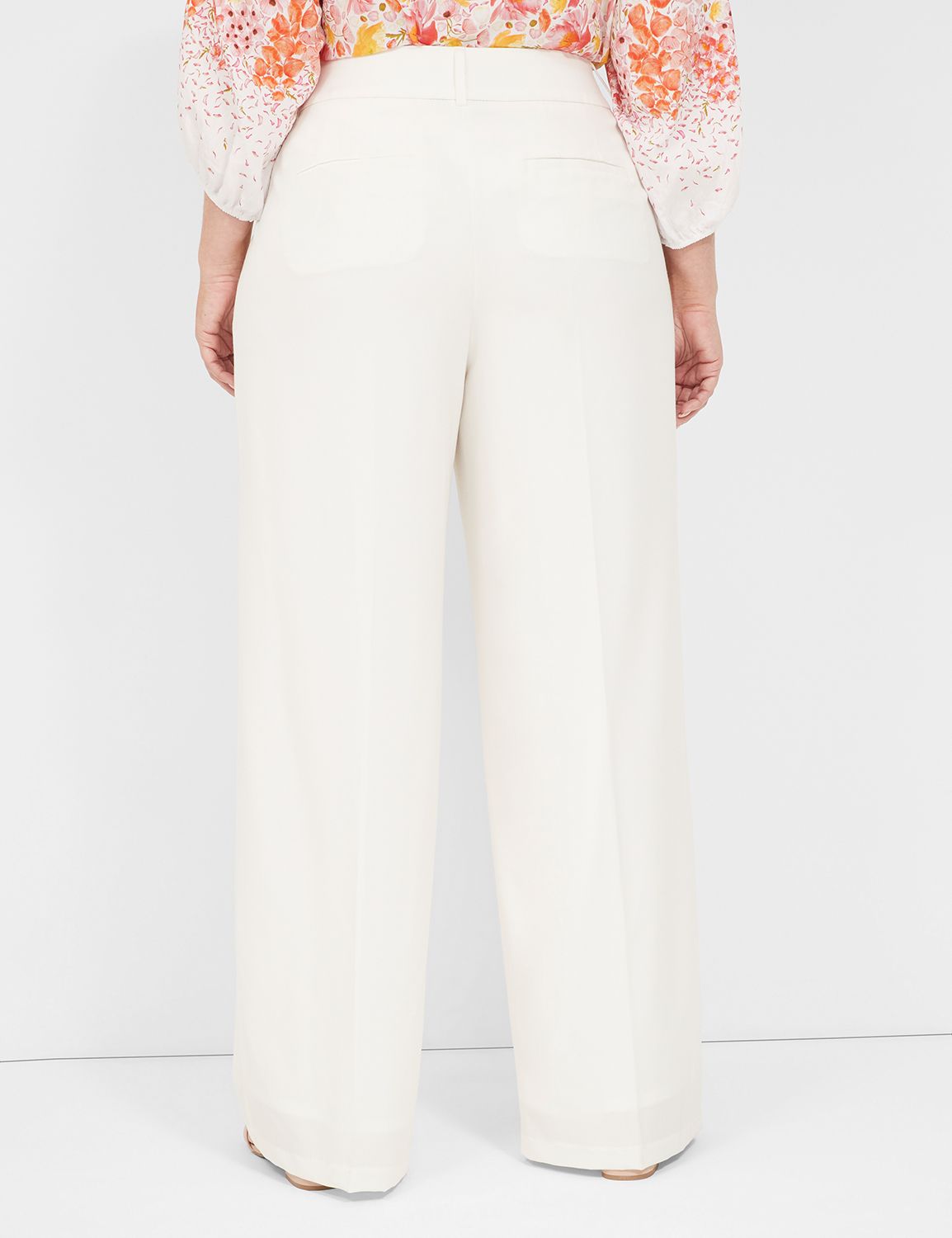 Buy Lastinch Women's Plus Size Cotton Off-White Regular Fit Wide Leg  Trousers (Small) at