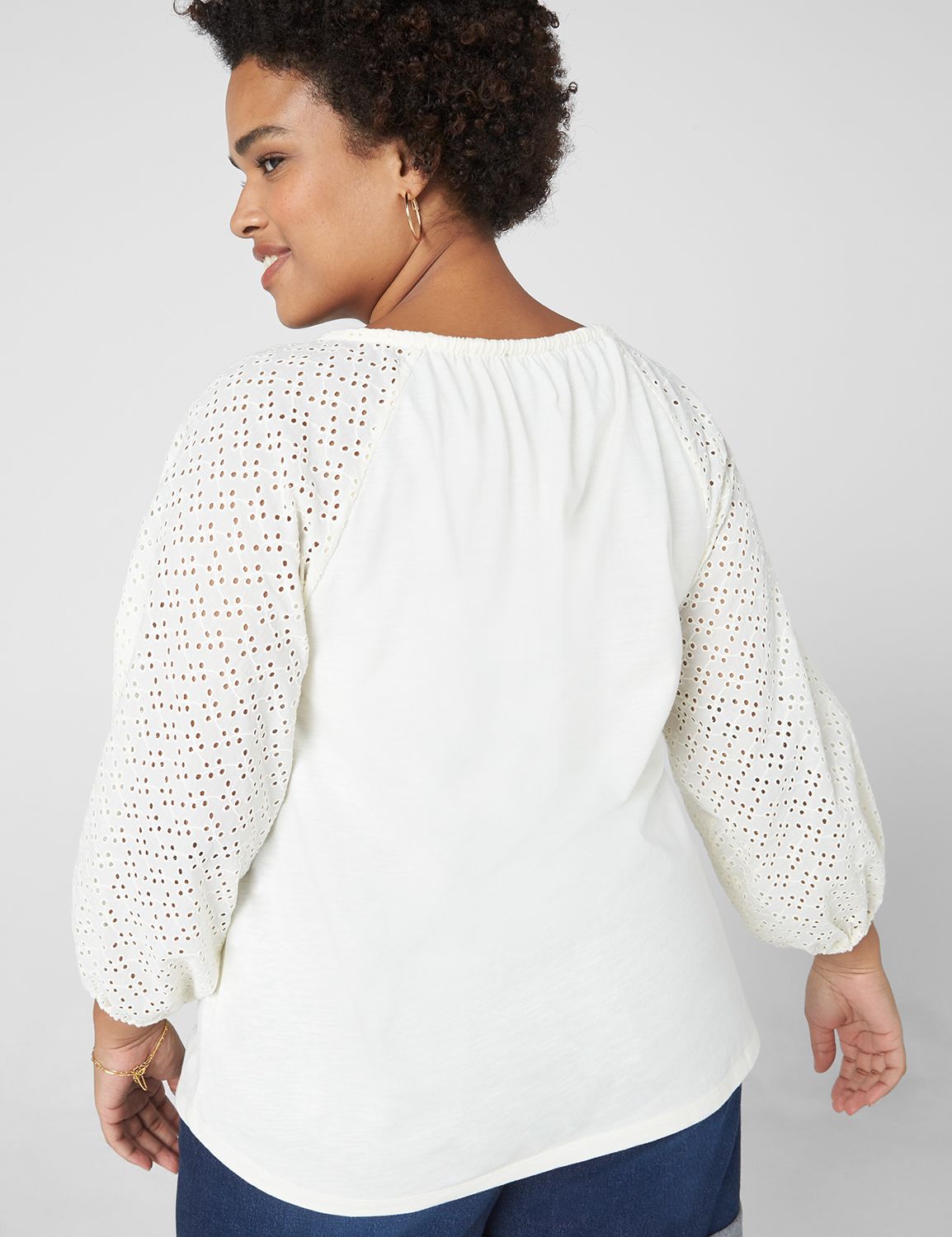 Classic 3/4 Raglan Sleeve Eyelet De Product Image 2