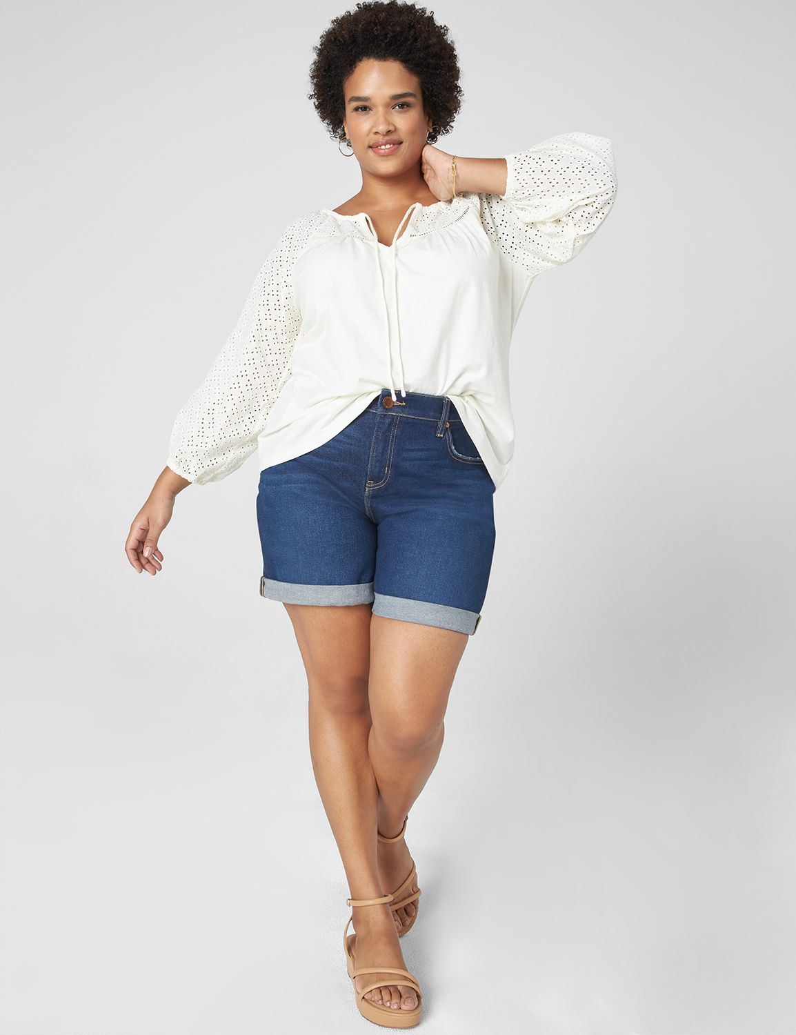 Classic 3/4 Raglan Sleeve Eyelet De Product Image 3