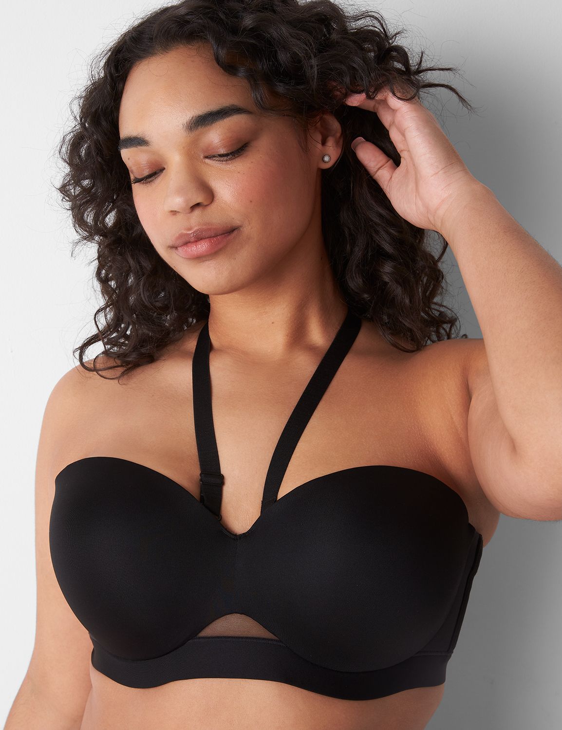 CACIQUE LANE BRYANT BLACK LIGHTLY LINED MULTI WAY STRAPLESS BRA PLUS SIZE  44B NW